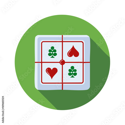 Card Suits Icon Set With Hearts and Clubs Symbols in a Square Design