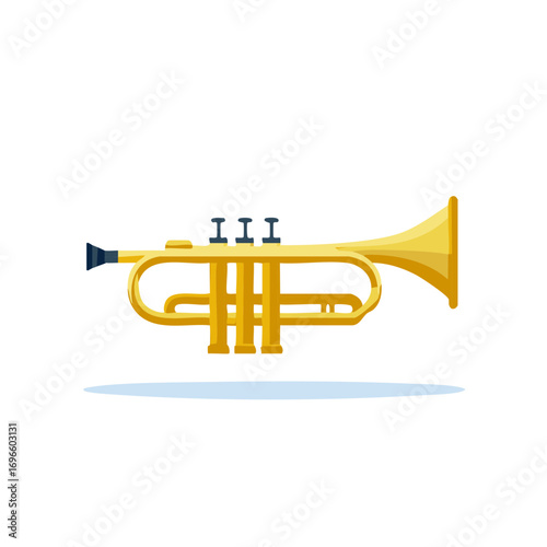 Isolated Golden Trumpet, Classical Musical Instrument, Brass Instruments