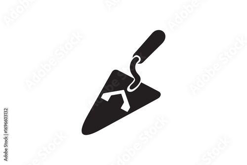 Brick Trowel Black Silhouette Vector Construction Trowel Tool Graphic