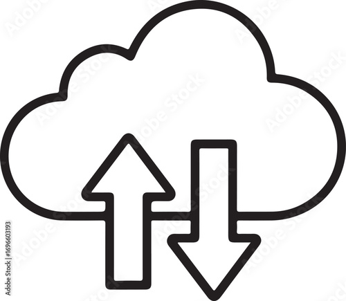 Cloud icon with upload and download arrows for data transfer