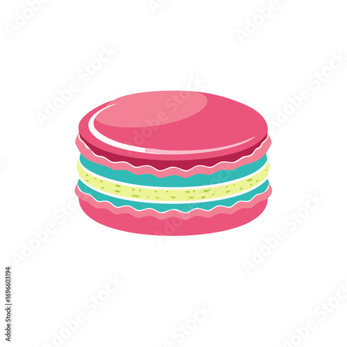 Vibrant and Colorful Macaron Cookie Illustration Sweet Pastry Treat Isolated on White Background Delicious Graphic