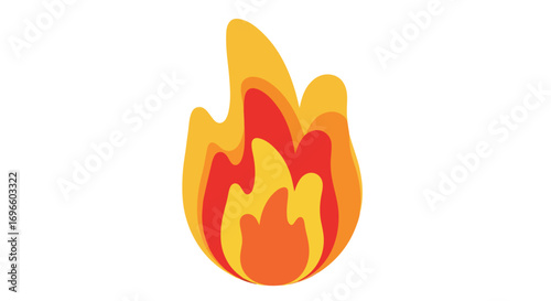 Stylized fire emblem design presenting a vibrant and energetic flame with blended color layers creates dynamic visual impact evoking warmth