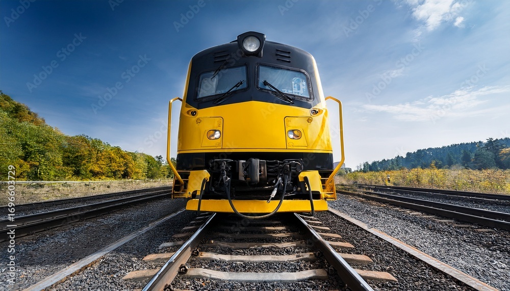 Obraz premium photorealistic image of yellow and black locomotive front view