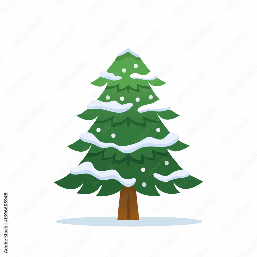 Fototapeta premium Stylized Christmas Tree with Snow Accents and Simple Design Elements