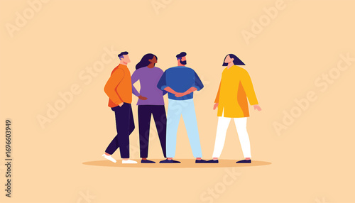Diverse Group of People in Conversation, Teamwork, and Collaboration