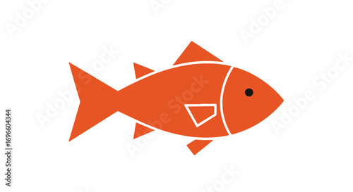 Stylized orange fish icon with outlined fins and a simplistic design conveying aquatic life and marine themes beautifully, showcasing a simple