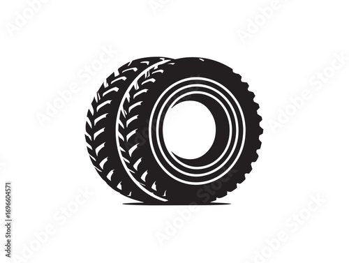 Heavy Duty Tractor Tires Icon in Clean Agricultural Minimal Vector Illustration Style