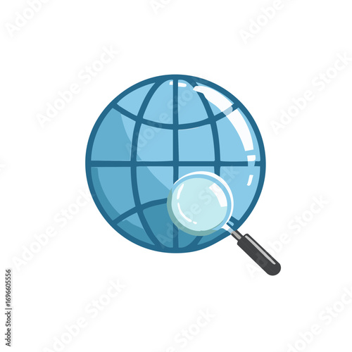 Globe with Magnifying Glass, Research, International Search, Discovery