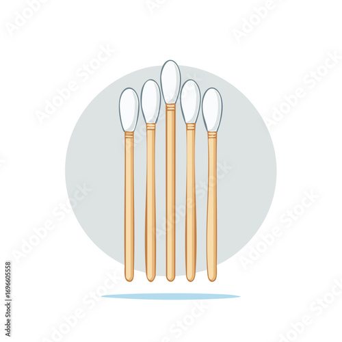 Illustration of cotton swabs arranged in a circular composition