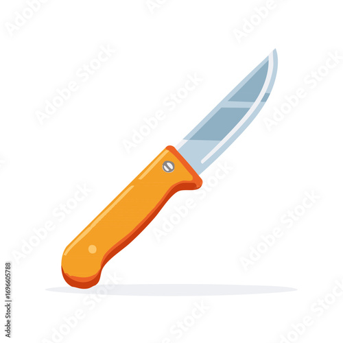 Sharp Stainless Steel Kitchen Utility Knife with Orange Handle