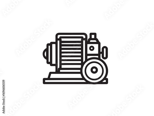 Tractor Winch Icon in Heavy Duty Agricultural Clean Minimal Vector Illustration Design