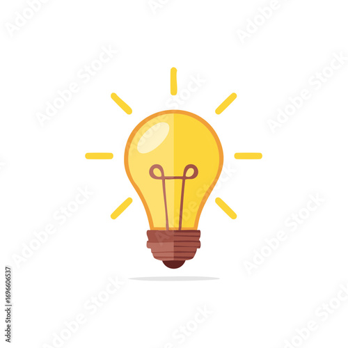 Glowing lightbulb illustration, creative ideas, new ideas concept, solution.