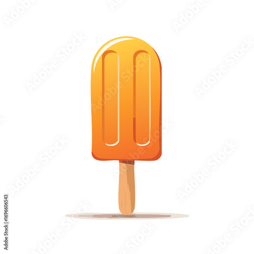 Orange Popsicle Stick, Refreshing Frozen Treat, Simple Graphic Style Illustration