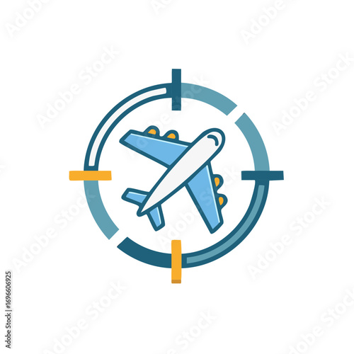 Airplane in crosshairs icon representing surveillance or targeting