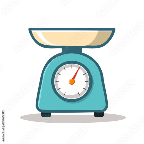 Retro kitchen scale for weighing ingredients in a cartoon style