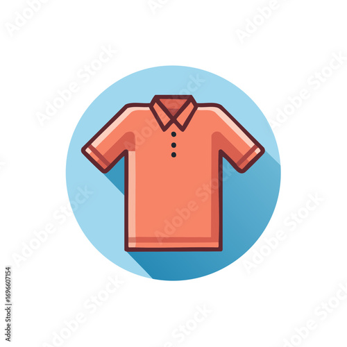 Polo shirt graphic with short sleeves stands on blue background for wear or style