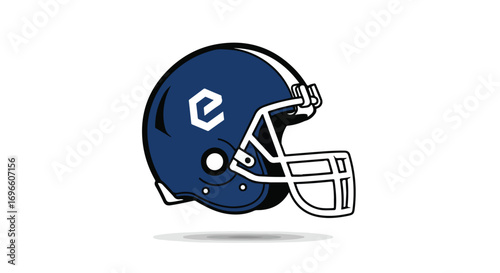 Illustration of a Modern Football Helmet with a Corporate Logo, Displaying Team Spirit and Branding Integration for Sport Promotion showcasing