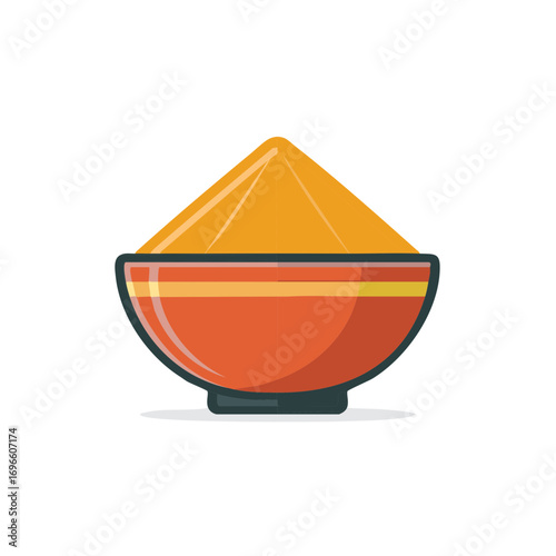 Bowl full of yellow spice or powder illustration for culinary concept, food ingredient or cooking supplies