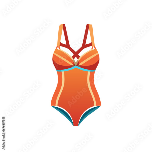 Elegant Orange One-Piece Swimsuit with Straps for Summer Vacation Style