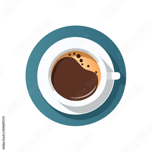 Freshly Brewed Hot Coffee in a Ceramic Cup with Frothy Crema Top View