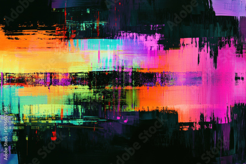 The painting is full of bright colors and has a lot of texture