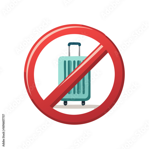 No Luggage Symbol Concept Depicting Travel Restriction and Prohibition of Baggage For Safety Regulations, With Crossed Out Luggage Image