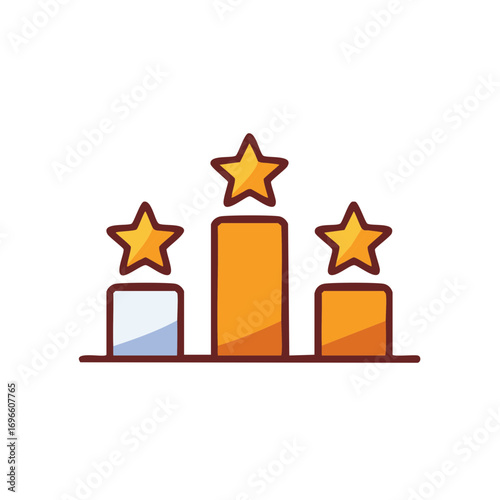Three stars on podium winner sport award competition success