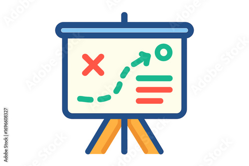 Business presentation board with growth graph and analysis symbols strategic data board