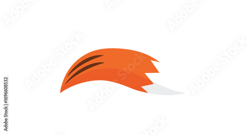 Minimalistic depiction of a fox tail illustration featuring vibrant orange hues and stylized stripes against a plain backdrop