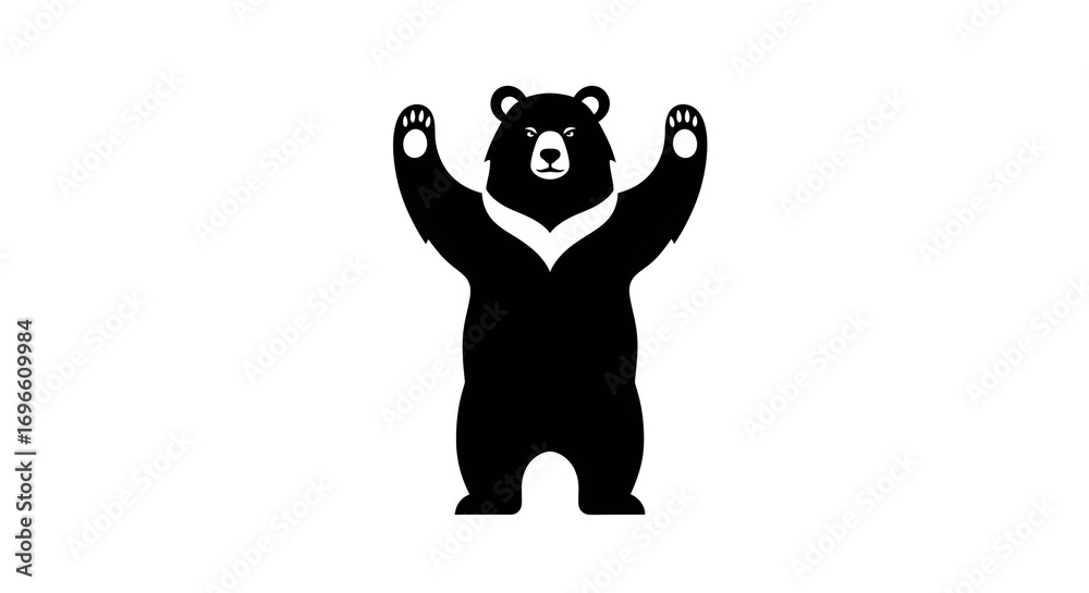 Obraz premium Strong Black Bear Standing Silhouette Vector Logo