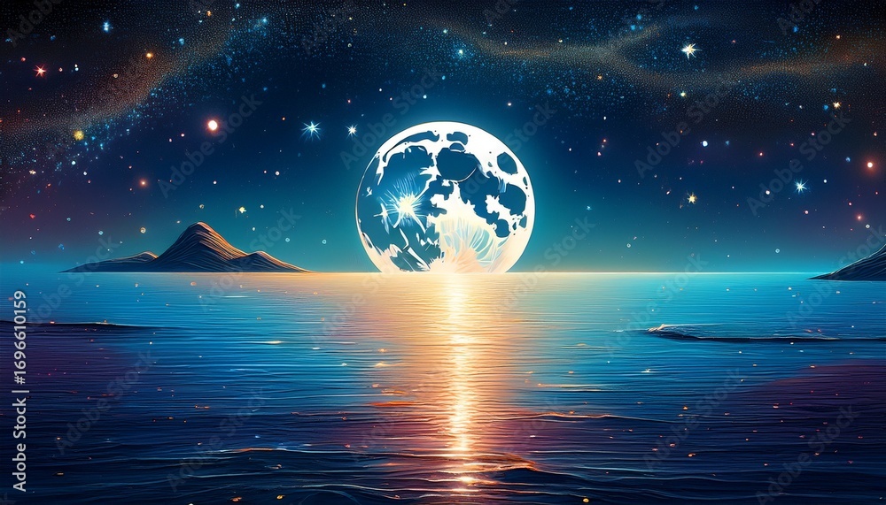 Fototapeta premium moon above the sea in a starry night