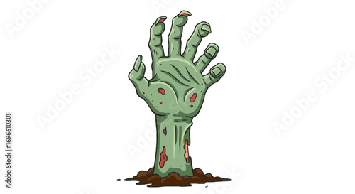 Creepy undead hand rising from the grave halloween spooky monster zombie scary horror vector illustration on transparent background