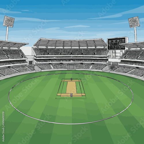 isolated Cricket stadium vector background.