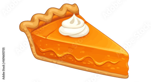 Delicious dessert sweet treat pumpkin pie slice with cream topping tasty food holiday season baked goods on transparent background