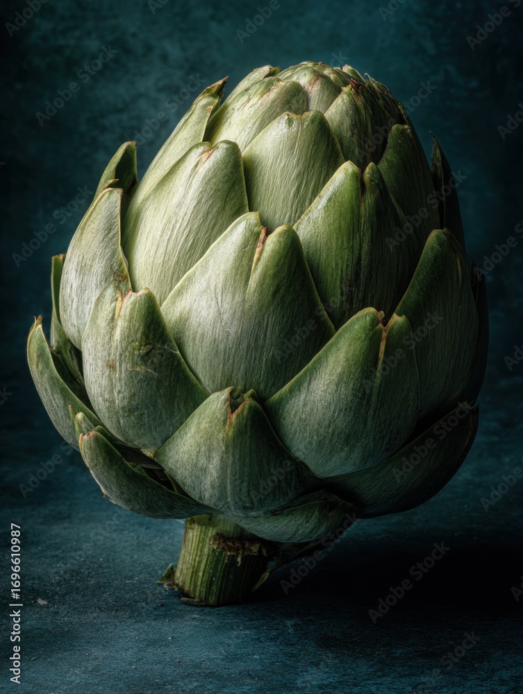 Obraz premium A Single Artichoke Under A Dramatic Beam Of Light