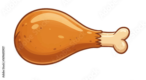 Delicious fried poultry leg piece tasty crispy drumstick golden brown chicken dinner cartoon food illustration on transparent background