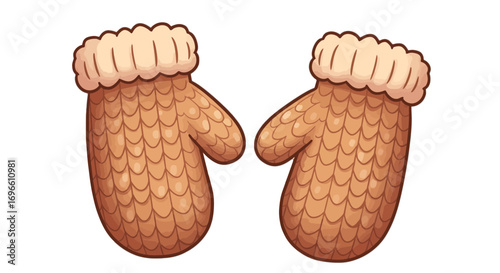 Winter mittens warm gloves knitted pair cozy handwear seasonal fashion accessory cartoon illustration on transparent background