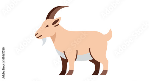 Illustration of a charming goat with a simple yet elegant design on a clear white background