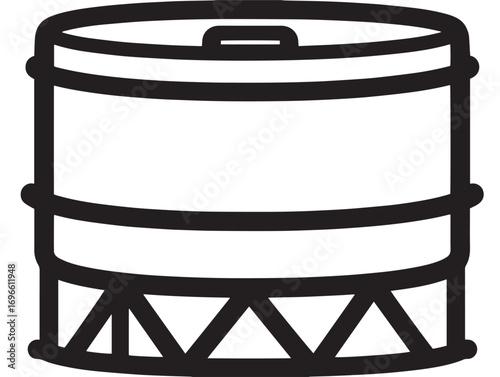 Agricultural Water Reservoir Tank Icon in Sleek Minimal Line Artwork Design