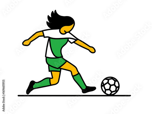 Stylized Soccer Player Kicking Ball Illustration