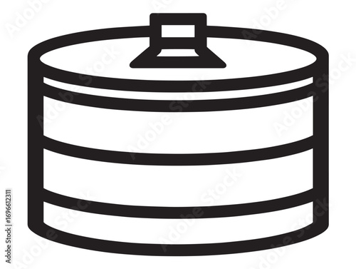 Durable Water Reservoir Tank Icon with Minimal Elegant Vector Illustration Style