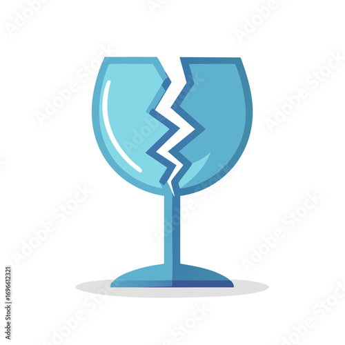 Conceptual illustration of a broken glass cup symbolizing fragility loss or damage