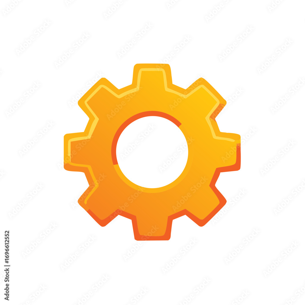Vibrant Gear Icon - Orange Cogwheel for Mechanics, Technology and Engineering Vibrant Gear Icon - Orange Cogwheel for Mechanics, Technology and Engineering
