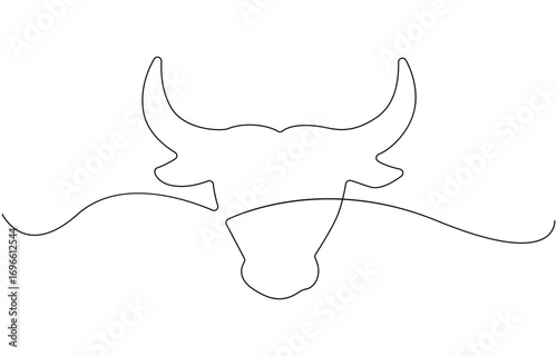 Bull animal continuous one line drawing.