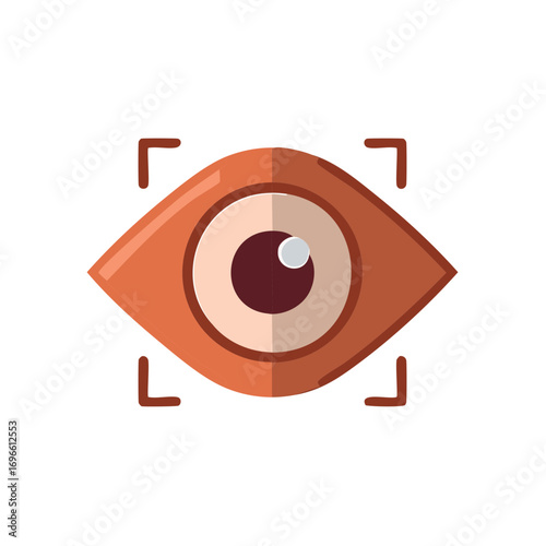 Stylized Eye Icon with Focus Reticle for Vision, Security, Scanning and Identification Uses