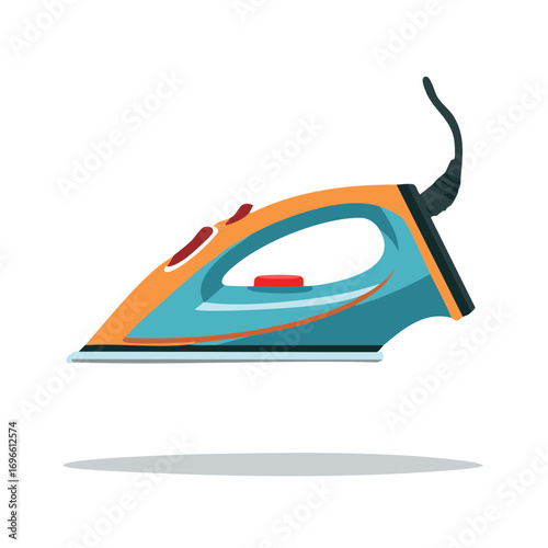 Vibrant orange and blue electric steam iron home appliance for smooth laundry chores