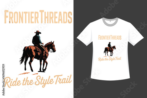 Frontier Threads Ride The Style Trail A Westend illustration T-shirt Design