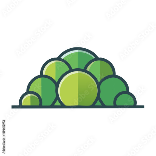 Abstract Green Hillside or Bush Illustration Geometric Vector Outline