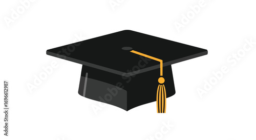 Stylized graduation cap icon symbolizing academic achievement and educational success with a modern minimalist design in black and gold hues