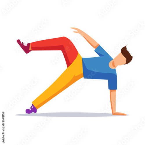 Abstract illustration of a man balancing in an acrobatic pose